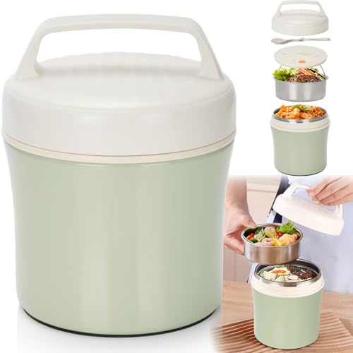 RiuCrepian Thermobehälter für Essen 1200ml ，thermoschüssel mit Deckel ，Edelstahl Warmhaltebehälter mit Löffel，thermo lunchbox für die Aufbewahrung von Mittagessen，Brei，Suppen