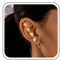 Inateannal Blatt Ohr Wrap Haken Ohrringe Goldblatt Ohr Crawler Ohrringe Vintage Ohrmanschette Kletterer Haken Ohrring Blätter Ohrstecker Schmuck Für Frauen
