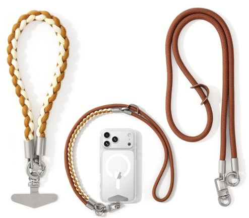 VENINGO 3-in-1 Phone Lanyard with Metal Patch,Hands-Free,Stain-resistant,Anti-theft, Anti-robbery,Protective Convertible Crossbody Strap Wrist Strap,Compatible with Most Smartphones