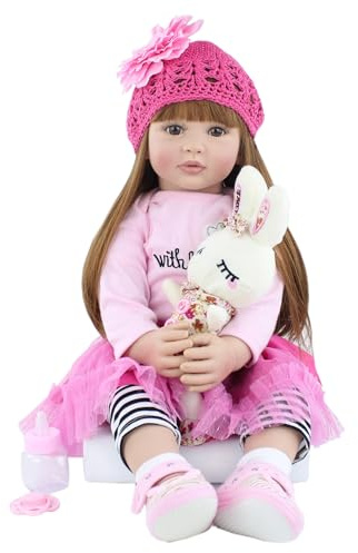Bambola Reborn Femmina 60 cm – Bambola Realistica in Vinile Morbido, Reborn Baby Neonata Fatta a Mano con Occhi Aperti, Bambola Real Life – Regalo per Bambini dai 3 Anni e Collezionisti