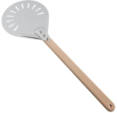 Sewroro Pelle à Pizza Perforée en Alliage Léger 20 CM Manche en Bois 38 CM – Spatule Rotative pour Four Outil de Cuisson Professionnel pour Pizzas Tartes Biscuits et Crêpes
