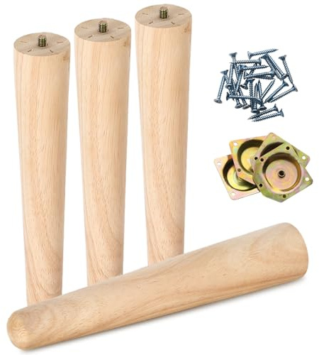 Treeboy Furniture Legs Set of 4 Wooden Leg 25cm for Sofa Table Bed Chair