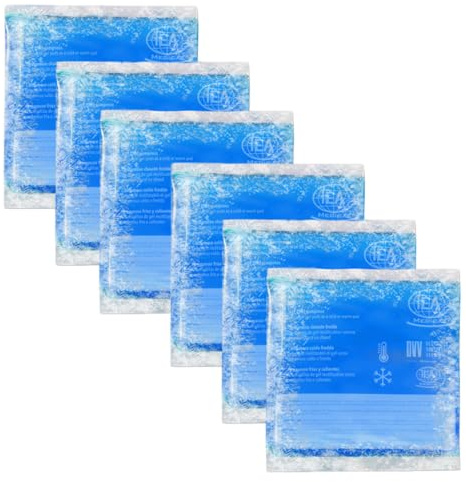 IEA Medical Kalt-Warm-Kompresse 6er Set 13x14 cm – Gel-Kühlpack & Kühlpads | Kalt & warm, wiederverwendbar: Gefrierfach oder Mikrowelle – bei Prellungen, Knie, Rücken & Verspannungen; BPA-frei, flexibel