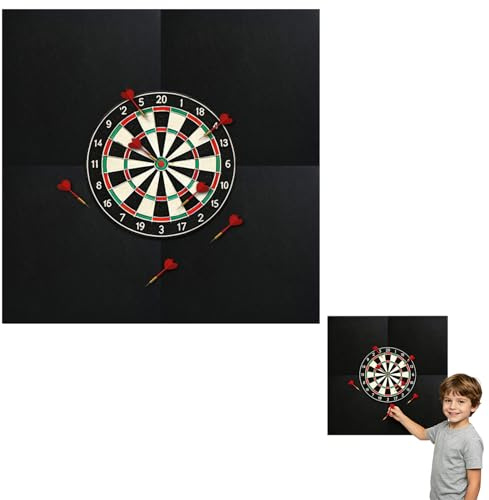 Junrvivy Dartscheibe Wandschutz Schwarz – Dart Surround Schutzmatte, Selbstklebende Dartscheiben Umrandung, Dart matt Wand, Dartscheibe Zubehör für Zuhause & Verein (600x600x12mm)