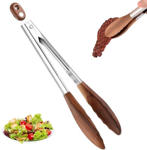 pclapora Pinza da Cucina in Legno di Noce e Acciaio Inox 30 cm