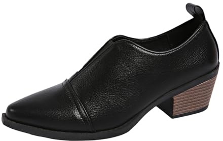 Generisch Bottines tendance pour femme avec bout pointu et talon épais pour un confort quotidien - Bottines élégantes en cuir pour des tenues polyvalentes, Noir2, 38 EU
