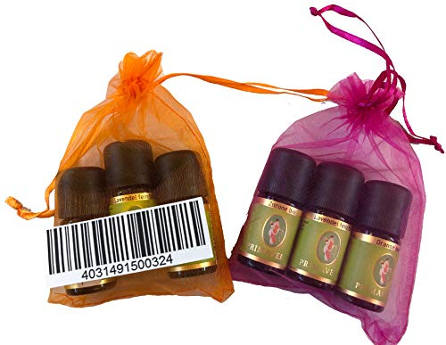 3 Lieblingsdüfte Geschenkset 100 Prozent naturreine ätherische Öle a5 ml 15ml von Primavera Life Orange süß Lavendel Zitrone im Geschenksäckchen