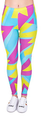 kukubird Printed Patterns Women's Yoga Leggings Gym Fitness Running Pilates Tights Skinny Pants Size 6-10 Stretchable-Neon Sport