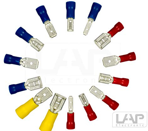 Flachstecker Flachsteckhülsen 0,5-6 mm² Kabelschuh Steckverbinder DIN Hülse Auswahl: (25 Stück, M6,3mm 0,5-1,5 mm² rot)