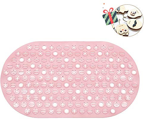 Chickw1 Einfarbig Badezimmer Duschmatten Dusche rutschfest, Symbol Badematte Rutschmatte Duscheinlage für Badezimmer Antibakteriell mit Saugnäpfe Anti-Rutsch-Badewanneneinlage (69x35cm,Hell-Pink)