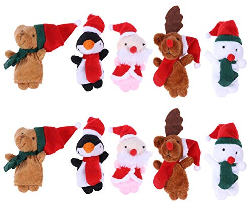 Toyvian Weihnachten Fingerpuppen Weihnachtsmann Schneemann pädagogische Fingerpuppen Puppen Handspielzeug Puppen Spielzeug für Kinder Xmas Party Supplies 10St