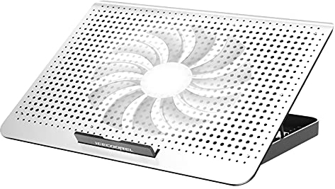 ICE COOREL Aluminum Laptop Cooling Pad, Laptop Cooler Stand with 7 Height Adjustable, Laptop Fan Cooling Pad for Laptop 12-15.6 Inch, Notebook Cooler Pad with Two USB Port (Silver)