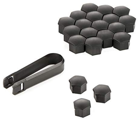 LST 20x Sechskant Radschraube Abdeckkappen Felgen Kappen Set 17 mm schwarz Matt
