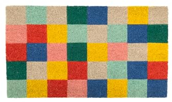Fisura - Original Coconut Doormat with PVC Anti-slip Backing. Entrance Doormat. Hand Painted. Size: 70 cm x 40 cm. (Plaid, multicoloured)