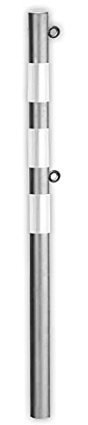 UvV UVAP600 Absperrpfosten verzinkt ortsfest ø 60x2,5mm (mit 2 Ösen einseitig + weiße Folie RA1c)