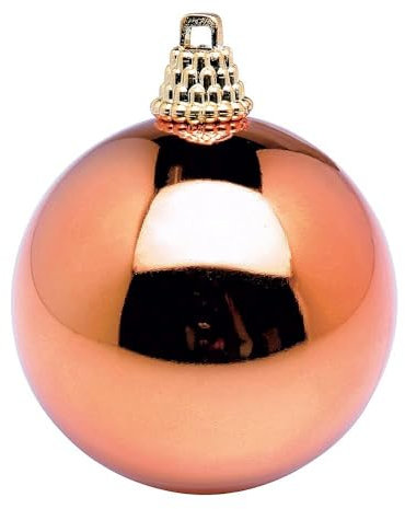 Deco Woerner Glänzende, kupferrote Weihnachtskugel aus Plastik, 20 cm Ø - per Stück