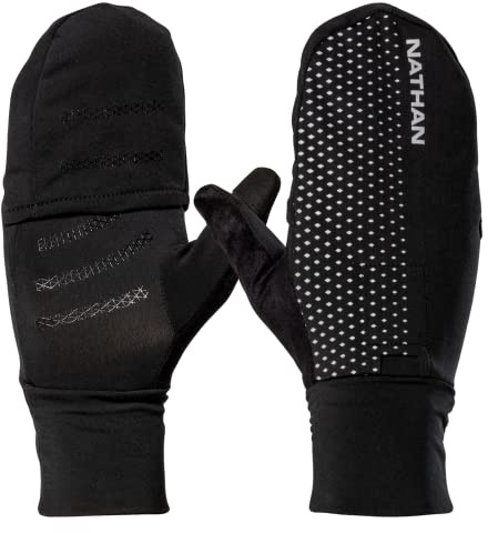 Nathan, HyperNight Reflektierender wandelbarer Handschuh, Schwarz/Geo-Druck, Größe M