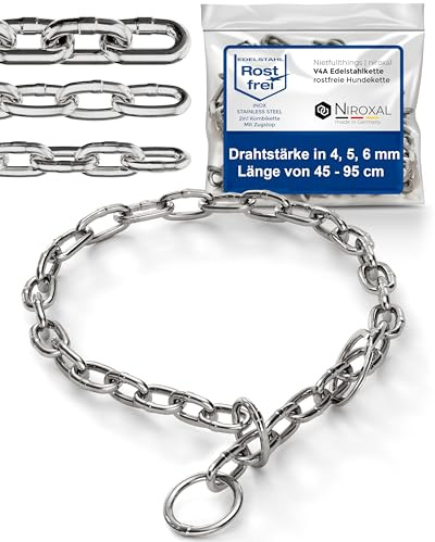 NietFullThings Slip Chain Dog Collar with Pull Stop – Stainless Steel Training Chain – Short Links 5 mm – Head Size 55–60 cm – Total Length 70 cm