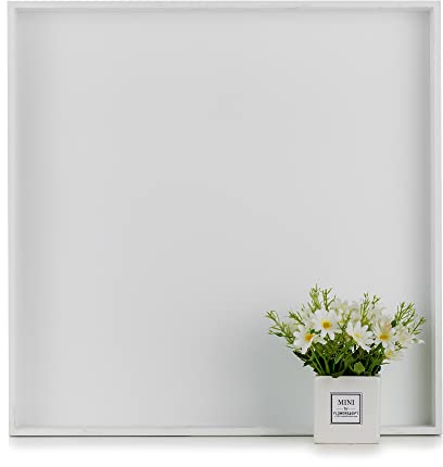 Hanobe Tablett Serviertablett Holztablett Groß: Deko Tablett Holz Gross Eckig Dekotablett Weiß 52cm Serviertabletts Modern Weiss Quadratisch mit Griff für Hocker Home