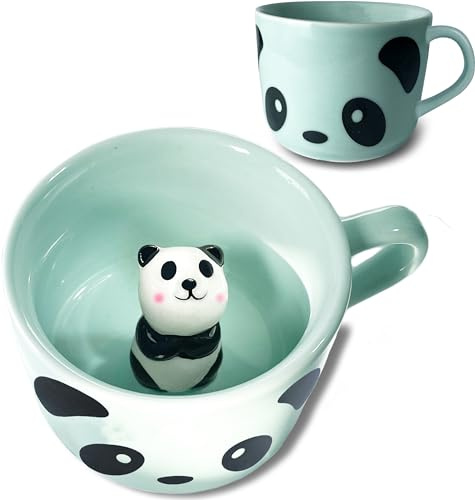 Süße Panda 3d Tasse Tier Figur- Mug niedlicher Pandabär Bär Japanische Deko | Lustige Panda-Geschenk tasse Cute Süße coole Geschenke für Frauen Tante Freund als Kaffeetasse Tasse Kinder Tee - 230ml