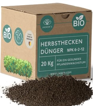 Bio Heckendünger Herbst 20 Kg - 100% Tierfreundlicher Pflanzendünger - Ideal als Dünger für Buchsbaum, Nadelbäume, Thuja Hecken - Viel Kalium & Magnesium für frischgrüne Blätter