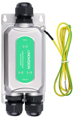 LINOVISION BT90W Outdoor PoE Extender, Gigabit PoE Ethernet Repeater and Split into Two PoE Outputs, for IP Cameras, PTZ Camera, Wireless AP