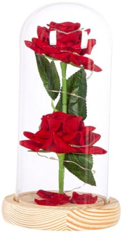 Ciieeo Rosa Artificiale in Con Led Decorazione Romantica Per Casa e Ufficio Adornamento Simulato Con Base Nera e Fiori Per e Occasioni Speciali