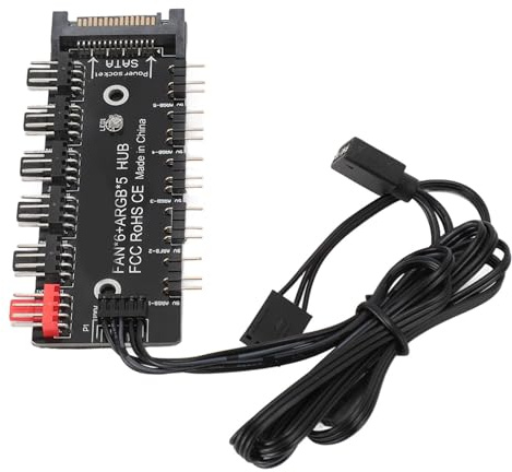 Gehäuselüfter-Hub, ARGB-PWM-Hub, Mehrzweck-5, 5 V, 3-polige ARGB-Anschlüsse, 15-poliges SATA-Netzteil für PC-Computer