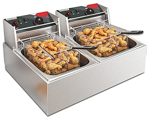 Friggitrice Friggitrice elettrica commerciale doppio serbatoio 2X 10.8L Friggitrice professionale in acciaio inossidabile per ristorante di cucina domestica