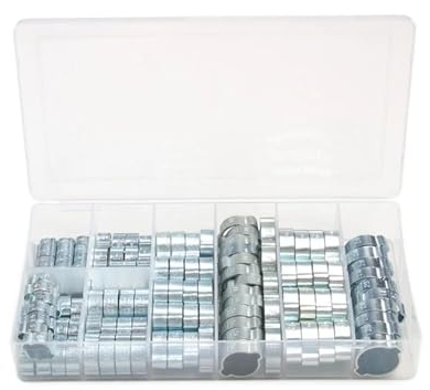 LoRier 150 Stück 5–20 mm Schlauchschelle, Doppelohrschelle, Schneckenantrieb, Kraftstoff-Wasser-Schlauchrohrschellen, Clips + 1 Zange
