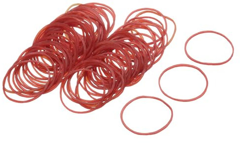 sourcing map 100 Pack Rubber Band Stretchable Rubber Elastic Band Red 32mm x 1mm Hair Rubber Bands for Home Office