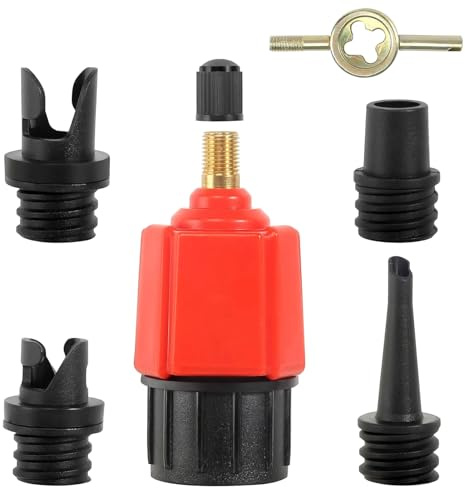 SUP Pumpenadapter, SUP Adapter für Kompressor, Stand Up Paddle Board Luftpumpe Adapter, mit 4 Gasdüse Sup Ventil Adapter, für Alle Arten Schlauchboot Kajaks Paddle Board Ventiladapter