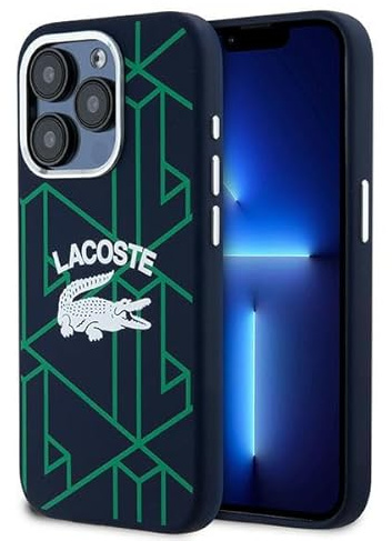 Lacoste LCHMP15XSBIV Coque pour iPhone 15 Pro Max 6,7 Marine Rigide Silicone Monogramme Logo Vintage