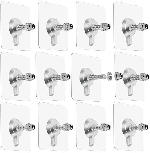 STQDEU 12 piezas de tornillos adhesivos de alta resistencia, tornillos y clavos adhesivos extra fuertes, hasta 30 kg de fijación en la pared sin perforación, tornillos resistentes sin perforación para