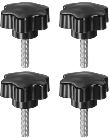 QUARKZMAN 4 Stück Rändelschrauben mit Sterngriff M8 x 30mm x 46mm Sterngriffschraube Kunststoff Knopf Edelstahl 304 Gewindebolzen Klemmschraube Sterngriffmutter Klemmknopf für Maschine