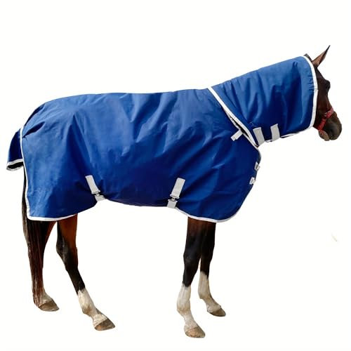 Pferdedecke aus 1200D Oxford, wasserdicht, warm, mit abnehmbarem Halsbezug, schwere Winter-Pferdedecke, Pferdepflegedecke, Regendecke (155 cm)