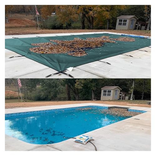 Pool Cover Poolabdeckplane Rechteckige Pool-Sicherheitsabdeckung für Einbaupools, Winter strapazierfähige Schwimmbecken-Schutzabdeckungen für ovale/nierenförmige Pools, hochfestes PP-Netz mit Hardware