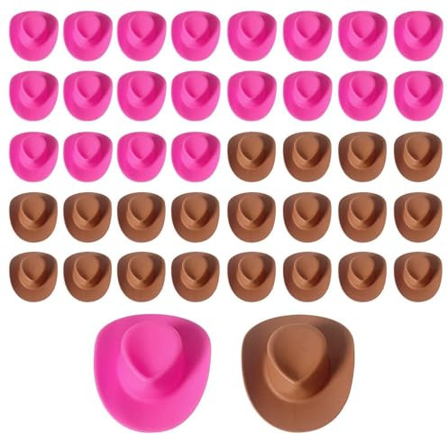 YSJCHEBS 40 Sombreros De Decoración De Muñecas, Mini Sombreros De Vaquero De Juguete, Sombreros De Vaquero De Plástico En Miniatura, Decoraciones De Pasteles, Decoraciones De Bricolaje