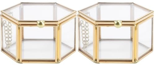 AOKWAWALIY 2 Stk Ringbox Aus Glas Vitroleros Para Mini Muschelschale Vintage-schmuck Schmuck-organizer Filigraner Ringhalter Künstlich Ohrring-aufbewahrungsorganisator Kupfer Golden