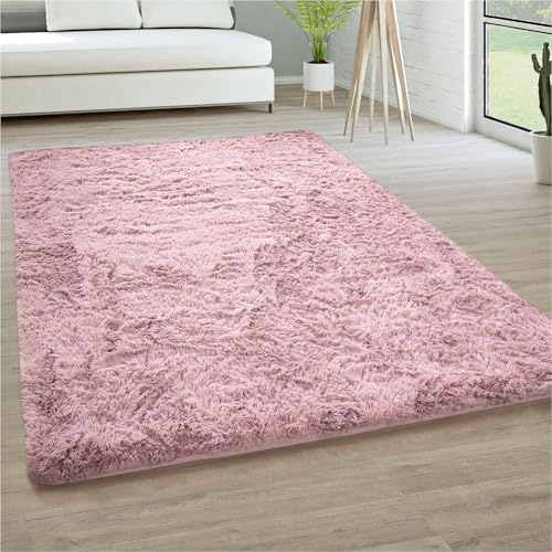 YUANWAN Teppich Wohnzimmer Hochflor Teppich 70 x 210 cm Flauschig Weicher, Maschinenwaschbarer Weiche Teppiche Schlafzimmer Deko Teppich Langflor für Wohnzimmer, Schlafzimmer, Rosa