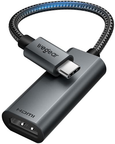wegear USB C auf HDMI 4K@60Hz- Type C zu HDMI 2.1 Adapter [Thunderbolt 3/4 Kompatibel],Unterstützt 48Gbps, HDR10, Adapter for iPhone 16/15, Galaxy S23, MacBook Pro/Air, iPad Pro, Laptops, Tablets