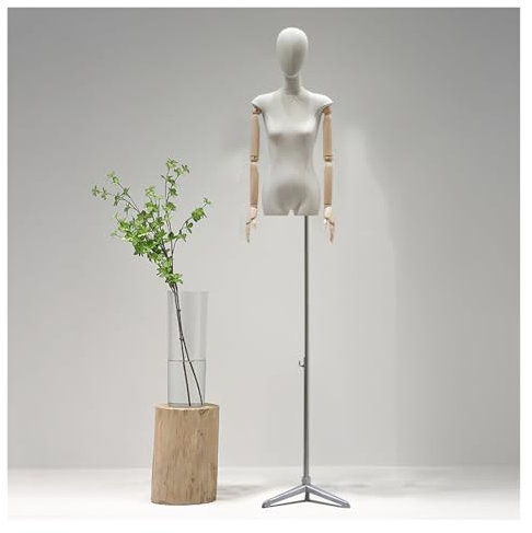 schneiderpuppe Schneiderpuppe Weiblich Schaufensterpuppe, Höhe Verstellbar 56 bis 80 Schaufensterpuppen Mit Holzarm Und Kopf, Schneiderbüste Für Bekleidung Display for Clothing Shop Dresses(C)