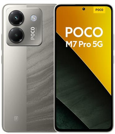 POCO M7 Pro 5G Smartphone, 12+256GB, Argento, Fotocamera Sony da 50MP con OIS, batteria da 5110mAh, ricarica turbo da 45W, display AMOLED da 120Hz (Adattatore di alimentazione non incluso)