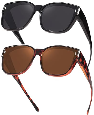 Myiaur 2er Pack Überzieh Sonnenbrille für Damen Übergroße Stylische Überbrille mit Polarisiert UV400 Schutz für Autofahren & Outdoor