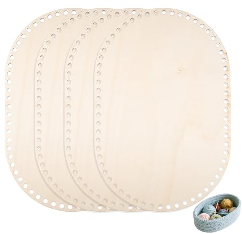 4 Stück Oval kelter Korbboden zum HäKeln Taschenboden zum HäKeln, Holz Basis für DIY Handtasche, Holzboden für DIY Korb Basket Webbedarf Kunsthandwerk Heimdekoration, 30cm* 20cm