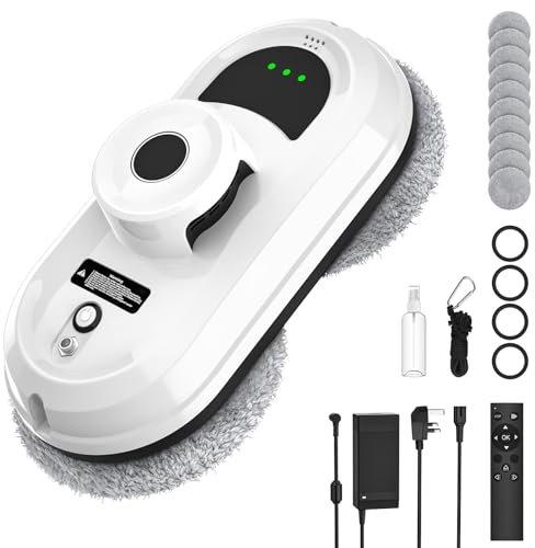 Robot Lavavetri, 5600PA Lavavetri Elettrico Automatico,3 Modalità Pulizia, Navigazione Intelligente,Rilevamento Intelligente dei Bordi, Telecomando e 10 Panni, Robot Lavavetri per Interni ed Esterni