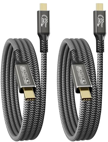 CAKOBLE Cable USB C 3m,[2 Pack] 240W USB C 3.2 Gen2 20 Gbps Carga Rápida,Cable USB C Vídeo 4K@60Hz Compatible Thunderbolt 4/3 pertainLaptop,Monitor,docking,Display,Monitor,VR