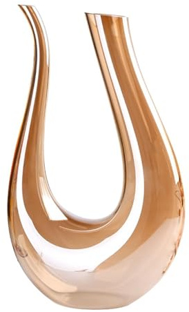 Decanter per vino spesso, Decanter for aeratore for vino a forma di U in vetro di cristallo soffiato a mano senza piombo 1000 ml multicolore(Amber)