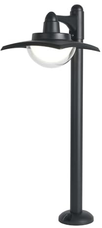 OURLOVEII Schwarz LED Wegeleuchten Außen 10W Pollerleuchte 60cm, IP54 Wasserdicht Outdoor Stehlampe, Warmweiß 3000K Industrial Gartenlampe, Aluminium LED Standleuchte Outdoor, für Garten (Rund)