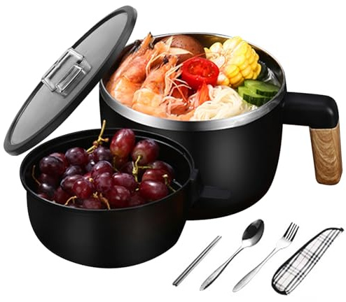 yztju Grandi tazze di zuppa Pasta E Pasta | Ciotola in Acciaio Inox Per Tagliatelle Con Colino - Tazza Da Zuppa E Ciotola Per Pasta,Per Porridge, Gumbo, Insalata